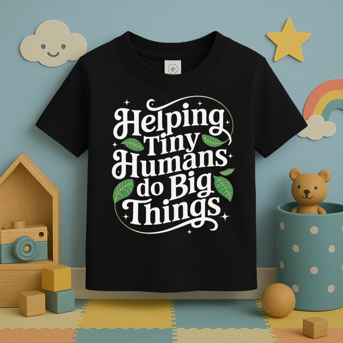 Groovy Cute Helping Tiny Humans Do Big Things funny Toddler T-Shirt