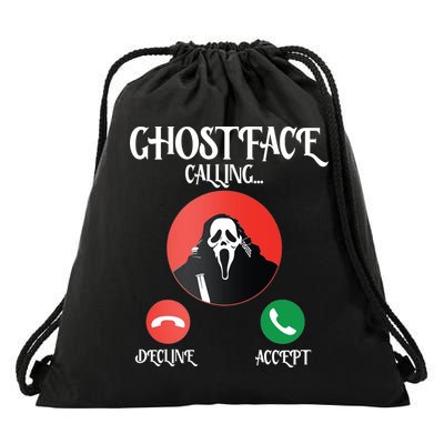 Ghostface Calling Halloween Funny Drawstring Bag