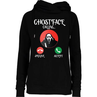 Ghostface Calling Halloween Funny Womens Funnel Neck Pullover Hood