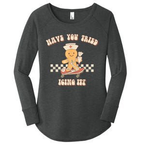 Gingerbread Checker Have You Tried Icing It Registered Women's Perfect Tri Tunic Long Sleeve Shirt