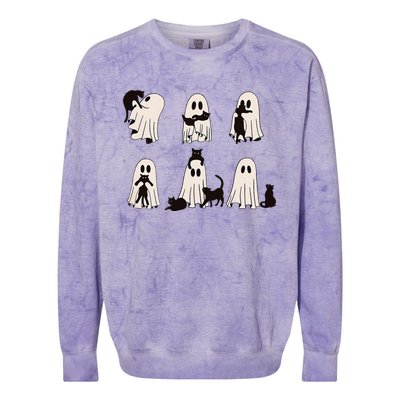 Ghost Cat Halloween Colorblast Crewneck Sweatshirt