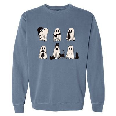 Ghost Cat Halloween Garment-Dyed Sweatshirt