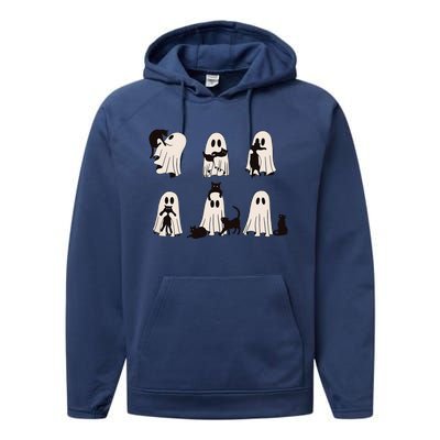 Ghost Cat Halloween Performance Fleece Hoodie