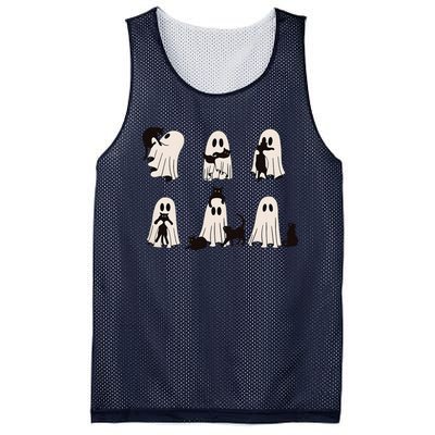 Ghost Cat Halloween Mesh Reversible Basketball Jersey Tank