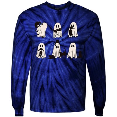 Ghost Cat Halloween Tie-Dye Long Sleeve Shirt