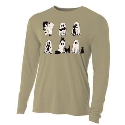 Ghost Cat Halloween Cooling Performance Long Sleeve Crew