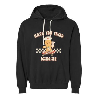 Gingerbread Checker Have You Tried Icing It Registered Garment-Dyed Fleece Hoodie