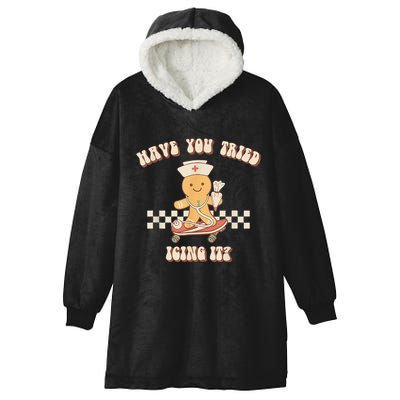 Gingerbread Checker Have You Tried Icing It Registered Hooded Wearable Blanket