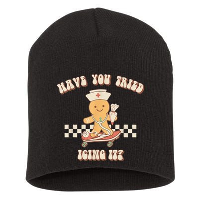 Gingerbread Checker Have You Tried Icing It Registered Short Acrylic Beanie