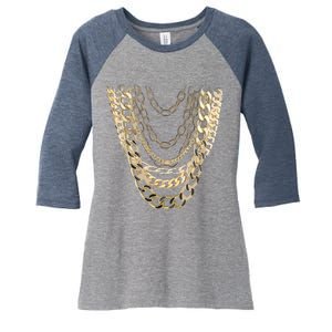 Gold Chains Hip Hop Fan And Funny Gold Lover Gift Women's Tri-Blend 3/4-Sleeve Raglan Shirt