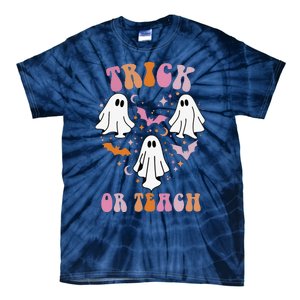 Groovy Cute Heart Ghost Spooky Halloween Trick Or Teach Tie-Dye T-Shirt