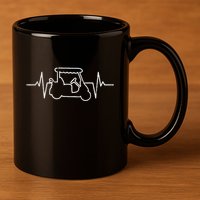 Golf Cart Heartbeat 11oz C Handle Ceramic Mug