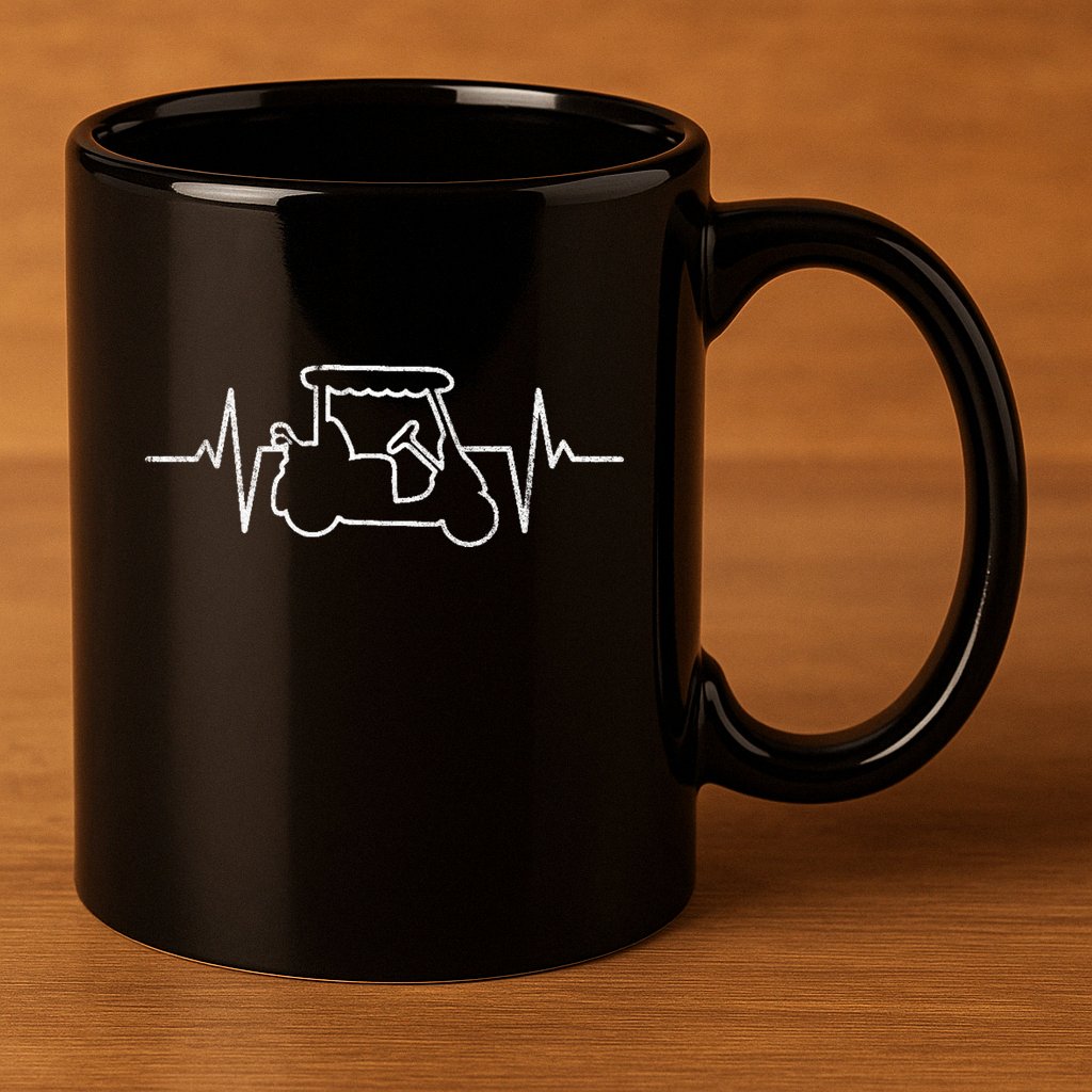 Golf Cart Heartbeat 11oz C Handle Ceramic Mug