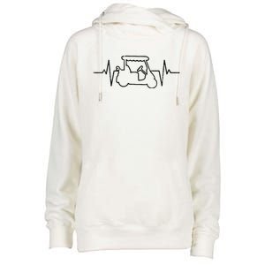 Golf Cart Heartbeat Womens Funnel Neck Pullover Hood