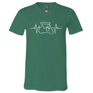 Golf Cart Heartbeat V-Neck T-Shirt