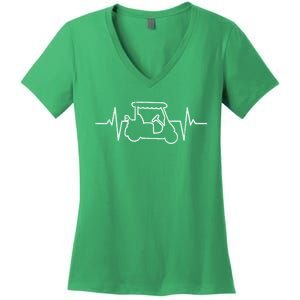 Golf Cart Heartbeat Women's V-Neck T-Shirt