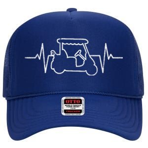 Golf Cart Heartbeat High Crown Mesh Back Trucker Hat