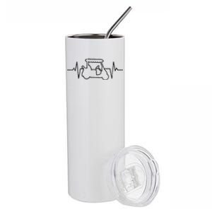 Golf Cart Heartbeat Stainless Steel Tumbler