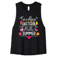 Goodbye Cafeteria Hello Summer Funny Last Day Of School Women's Racerback Cropped Tank