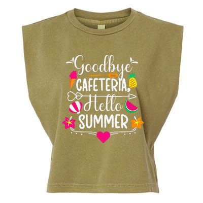 Goodbye Cafeteria Hello Summer Funny Last Day Of School Garment-Dyed Women's Muscle Tee