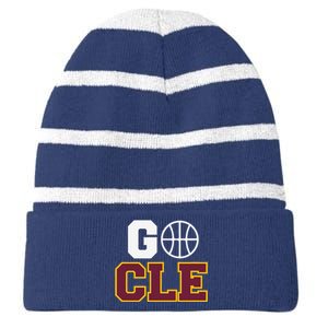 Go Cleveland Hometown Basketball Fan Gift Striped Beanie with Solid Band