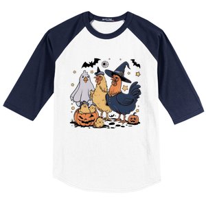 Ghost Chicken Halloween Baseball Sleeve Shirt