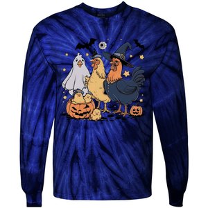 Ghost Chicken Halloween Tie-Dye Long Sleeve Shirt