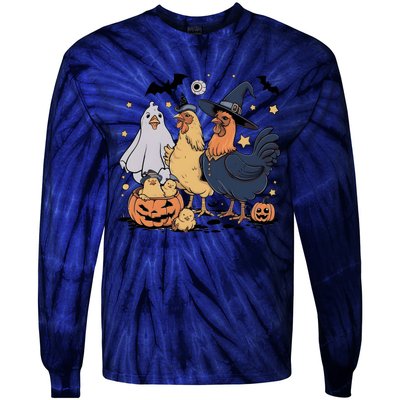 Ghost Chicken Halloween Tie-Dye Long Sleeve Shirt