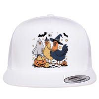 Ghost Chicken Halloween Flat Bill Trucker Hat