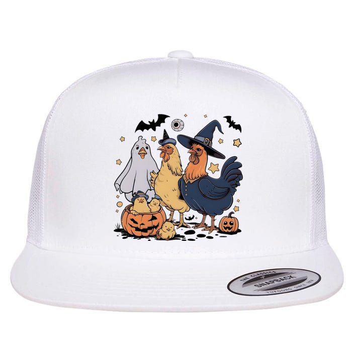 Ghost Chicken Halloween Flat Bill Trucker Hat