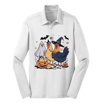 Ghost Chicken Halloween Silk Touch Performance Long Sleeve Polo