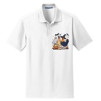 Ghost Chicken Halloween Dry Zone Grid Polo