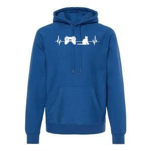 Gamer Cat Heartbeat Video Game Player Computer Games Cute Gift Premium Hoodie