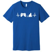 Gamer Cat Heartbeat Video Game Player Computer Games Cute Gift Premium T-Shirt