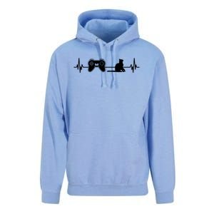 Gamer Cat Heartbeat Video Game Player Computer Games Cute Gift Unisex Surf Hoodie