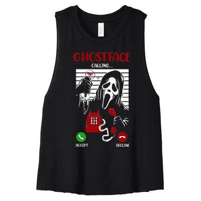 Ghostface Calling Halloween Funny Ghost Scary For Men Women Women's Racerback Cropped Tank