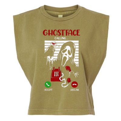 Ghostface Calling Halloween Funny Ghost Scary For Men Women Garment-Dyed Women's Muscle Tee