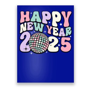 Groovy Cute Happy New Year 2025 Disco Ball Gift Poster