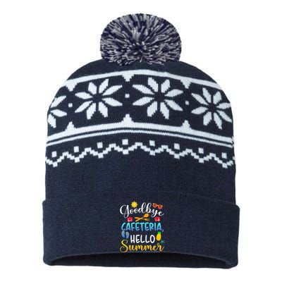 Goodbye Cafeteria Hello Summer Lunch Lady Last Day Of School USA-Made Snowflake Beanie