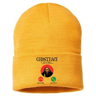 Ghostface Calling Halloween Funny, Scream You Hang Up Sustainable Knit Beanie