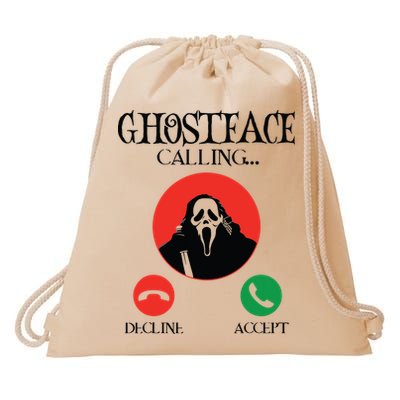 Ghostface Calling Halloween Funny, Scream You Hang Up Drawstring Bag