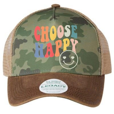 Groovy Choose Happy Motivational Inspirational Positive Tee Legacy Tie Dye Trucker Hat
