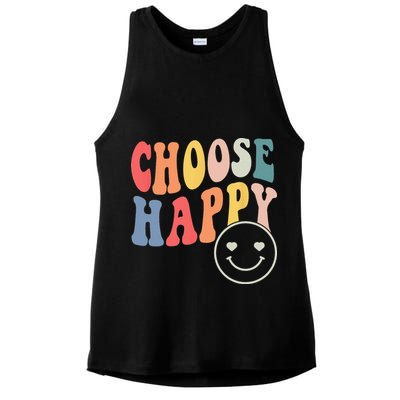 Groovy Choose Happy Motivational Inspirational Positive Tee Ladies PosiCharge Tri-Blend Wicking Tank
