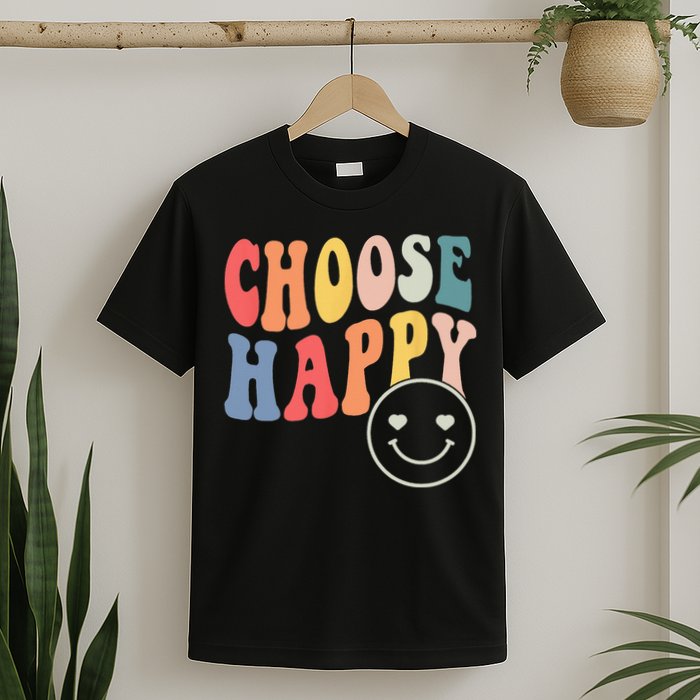 Groovy Choose Happy Motivational Inspirational Positive Tee T-Shirt