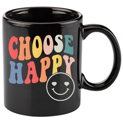 Groovy Choose Happy Motivational Inspirational Positive Tee 11oz C Handle Ceramic Mug