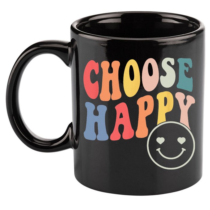 Groovy Choose Happy Motivational Inspirational Positive Tee 11oz C Handle Ceramic Mug