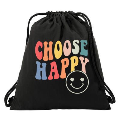 Groovy Choose Happy Motivational Inspirational Positive Tee Drawstring Bag