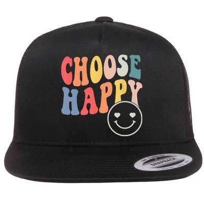Groovy Choose Happy Motivational Inspirational Positive Tee Flatbill Hat