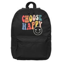 Groovy Choose Happy Motivational Inspirational Positive Tee 16 in Basic Backpack