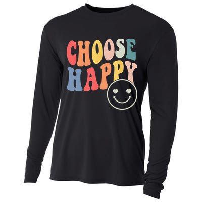 Groovy Choose Happy Motivational Inspirational Positive Tee Cooling Performance Long Sleeve Crew